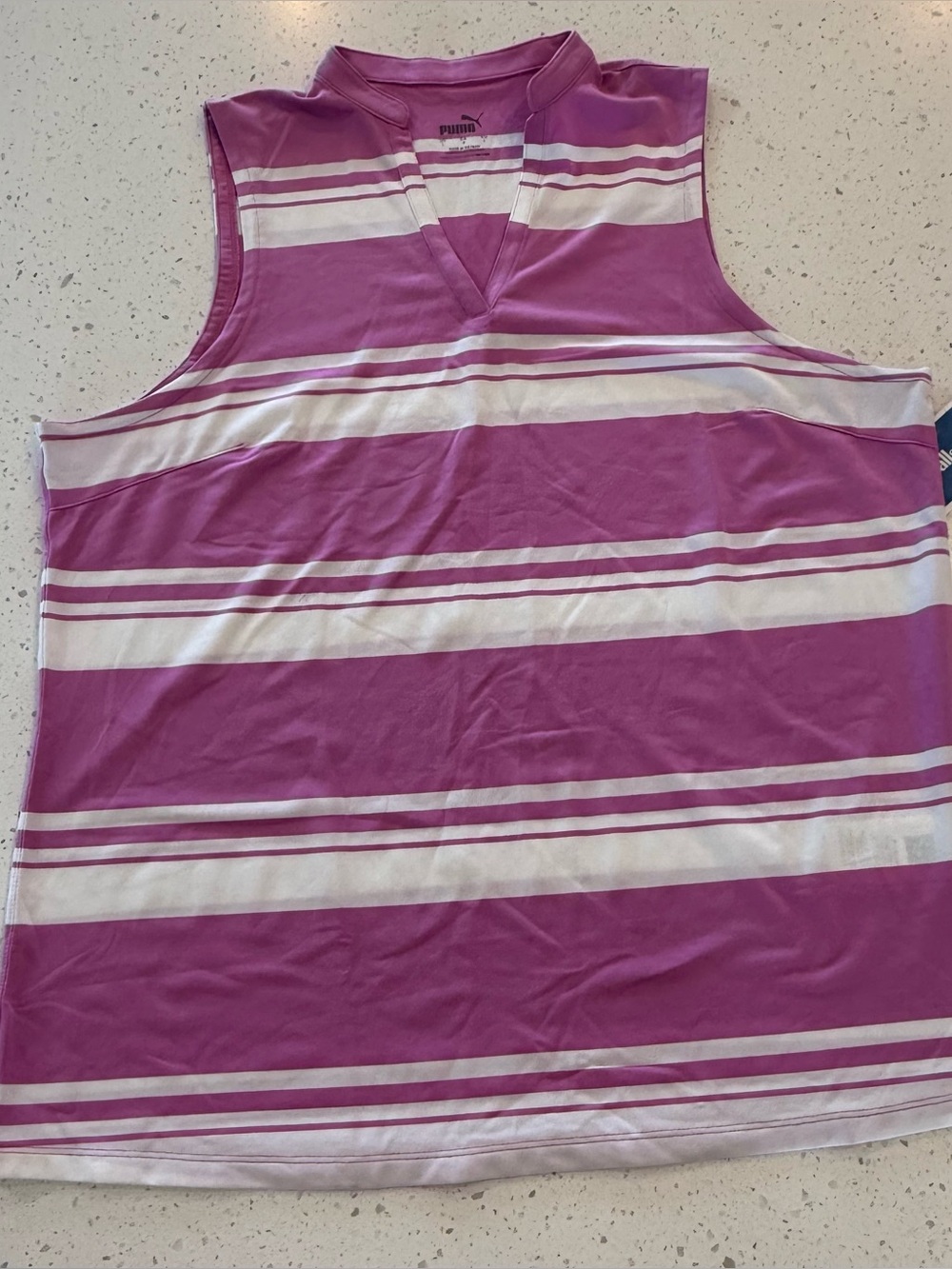 L New Puma Golf Women's Cloudspun Tank Top Sleeveless Shirt Stretch Stripped
#1